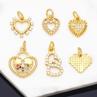 Ins Style Heart Shape Copper Plating Inlay Zircon 18k Gold Plated Pendants Jewelry Accessories main image 1