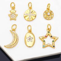 Ins Style Star Moon Copper Plating Inlay Zircon 18k Gold Plated Pendants Jewelry Accessories main image 1