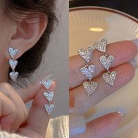 Fashion Heart Shape Flower Copper Beaded Plating Inlay Pearl Zircon Earrings Ear Studs 1 Pair sku image 22