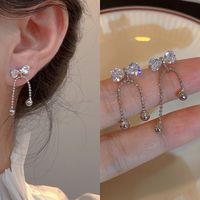 Fashion Heart Shape Flower Copper Beaded Plating Inlay Pearl Zircon Earrings Ear Studs 1 Pair sku image 17