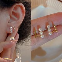 Fashion Heart Shape Flower Copper Beaded Plating Inlay Pearl Zircon Earrings Ear Studs 1 Pair sku image 3