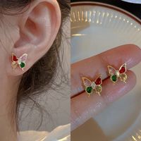 Fashion Heart Shape Flower Copper Beaded Plating Inlay Pearl Zircon Earrings Ear Studs 1 Pair sku image 19