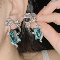 Glam Retro Bow Knot Copper Inlay Zircon Women's Earrings Necklace main image 4