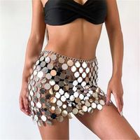 Summer Sexy Rock Solid Color Sequin Short Mini Dress Skirts main image 1