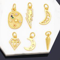 Ins Style Star Moon Lightning Copper Plating Inlay Zircon 18k Gold Plated Pendants Jewelry Accessories main image 1