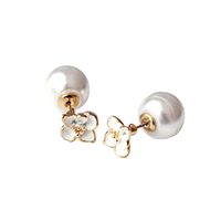 Temperament Small Zouju Flower Pearl Alloy Earrings sku image 2