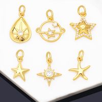 Ins Style Star Copper Plating Inlay Zircon 18k Gold Plated Pendants Jewelry Accessories main image 1