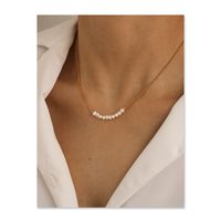 Retro Runden Süßwasserperle Kupfer Perlen Halskette main image 6