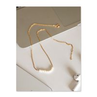 Retro Runden Süßwasserperle Kupfer Perlen Halskette main image 4