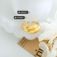 Wholesale Glam Shiny Solid Color Titanium Steel 18k Gold Plated Open Ring main image 7