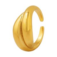 Wholesale Glam Shiny Solid Color Titanium Steel 18k Gold Plated Open Ring main image 4