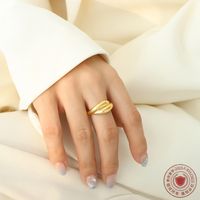 Wholesale Glam Shiny Solid Color Titanium Steel 18k Gold Plated Open Ring main image 10