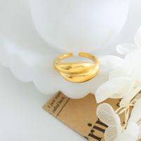 Wholesale Glam Shiny Solid Color Titanium Steel 18k Gold Plated Open Ring main image 8