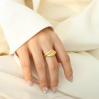Wholesale Glam Shiny Solid Color Titanium Steel 18k Gold Plated Open Ring main image 11