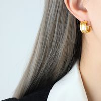 1 Paire Style Simple Forme C Placage Acier Au Titane Plaqué Or 18k Boucles D'oreilles sku image 1