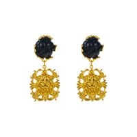 Wholesale Jewelry 1 Pair Retro Geometric Alloy Resin Gold Plated Drop Earrings main image 2