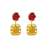 Wholesale Jewelry 1 Pair Retro Geometric Alloy Resin Gold Plated Drop Earrings main image 3