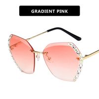 Rimless Diamond Sunglasses  Polygon Sunglasses  Piece Gradient Color Glasses sku image 4