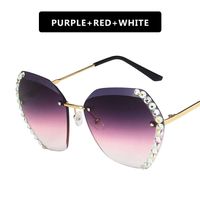 Rimless Diamond Sunglasses  Polygon Sunglasses  Piece Gradient Color Glasses sku image 5