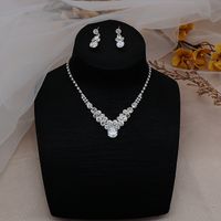 Fashion Claw Chain Rhinestone Zircon Angel Tear Drop Necklace Earrings Bridal Jewelry Set sku image 10