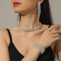Fashion Geometric Alloy Inlay Rhinestones Women's Bracelets Earrings Necklace sku image 13