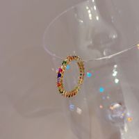 Simple Style Colorful Rhinestones Metal Wholesale Open Ring main image 5
