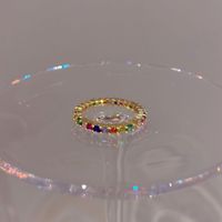Simple Style Colorful Rhinestones Metal Wholesale Open Ring main image 3