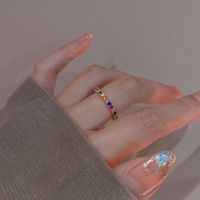 Simple Style Colorful Rhinestones Metal Wholesale Open Ring main image 2