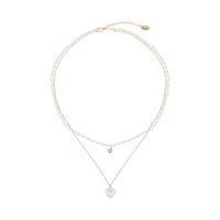 Simple Style Heart Shape Alloy Copper Plating Inlay Artificial Pearls Women's Layered Necklaces main image 2