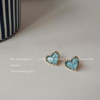 Wholesale Jewelry 1 Pair Cute Heart Shape Alloy Ear Studs sku image 2