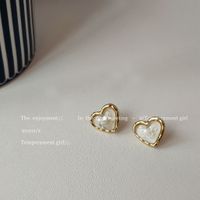 Wholesale Jewelry 1 Pair Cute Heart Shape Alloy Ear Studs sku image 1