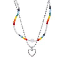 Wholesale Retro Heart Shape Smiley Face Titanium Steel Layered Necklaces sku image 1