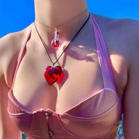Exaggerated Heart Shape Glass Plating Women's Pendant Necklace main image 4