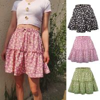 Summer Preppy Style Ditsy Floral Polyester Above Knee Skirts main image 4