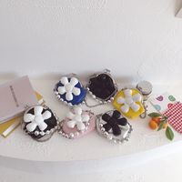 Girl's Mini Pu Leather Flower Cute Beading Pearls Buckle Crossbody Bag main image 1