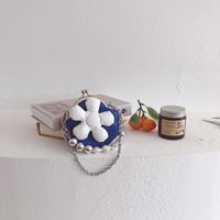 Girl's Mini Pu Leather Flower Cute Beading Pearls Buckle Crossbody Bag sku image 6