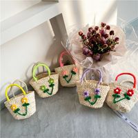 Girl's Small Summer Straw Flower Cute Open Handbag main image 1