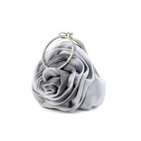 Black Beige Silver Polyester Flower Round Clutch Evening Bag main image 5