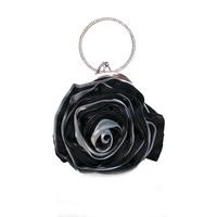 Black Beige Silver Polyester Flower Round Clutch Evening Bag sku image 1