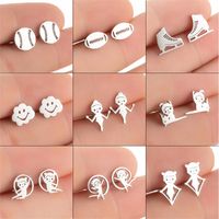 1 Pair Simple Style Solid Color Stainless Steel Irregular Plating Silver Plated Ear Studs main image 1