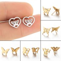 1 Pair Simple Style Solid Color Stainless Steel Plating Gold Plated Ear Studs main image 1