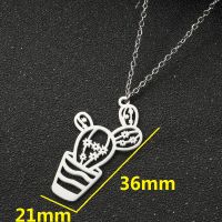 201 Stainless Steel 18K Gold Plated Retro Plating Cactus Pendant Necklace main image 2