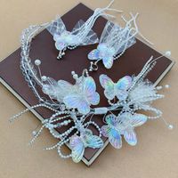Fairy Style Butterfly Artificial Crystal Pearl Hair Clip Hair Band Ear Clip main image 4
