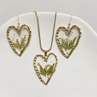 Wholesale Sweet Heart Shape Flower Stainless Steel Arylic Earrings Necklace sku image 5