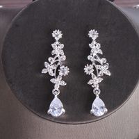 Bridal Water Droplets Flower Alloy Rhinestone Women's Earrings Necklace main image 5