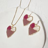 Wholesale Sweet Heart Shape Flower Stainless Steel Arylic Earrings Necklace sku image 6