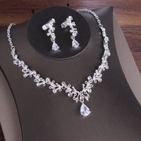 Elegant Water Droplets Alloy Inlay Crystal Rhinestones Women's Earrings Necklace main image 5