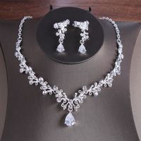 Elegant Water Droplets Alloy Inlay Crystal Rhinestones Women's Earrings Necklace main image 1