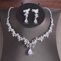 Elegant Water Droplets Alloy Inlay Crystal Rhinestones Women's Earrings Necklace main image 6