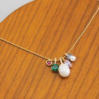 Elegant Square Heart Shape Freshwater Pearl Copper Inlay Zircon Pendant Necklace sku image 1